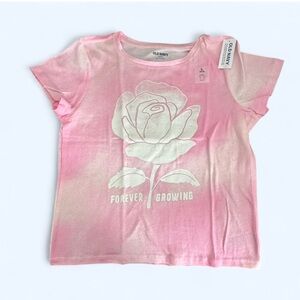 Old Navy Pink tie-dye rose graphic tee. NWT Youth Girls Size Large (10-12)